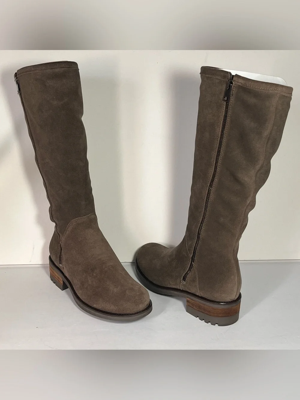 La Canadienne Cecile Stone Oiled Suede Tall Riding Boots